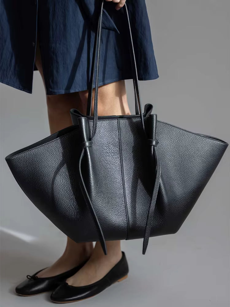 Damen Große Tote Tasche | mit Schleifendetail und Langen Henkeln