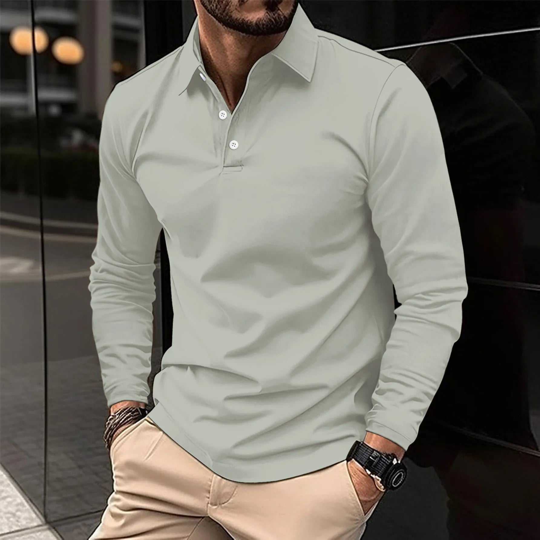 Herren Langarm Polo-Shirt | Lässig- und Geschäftskleidung