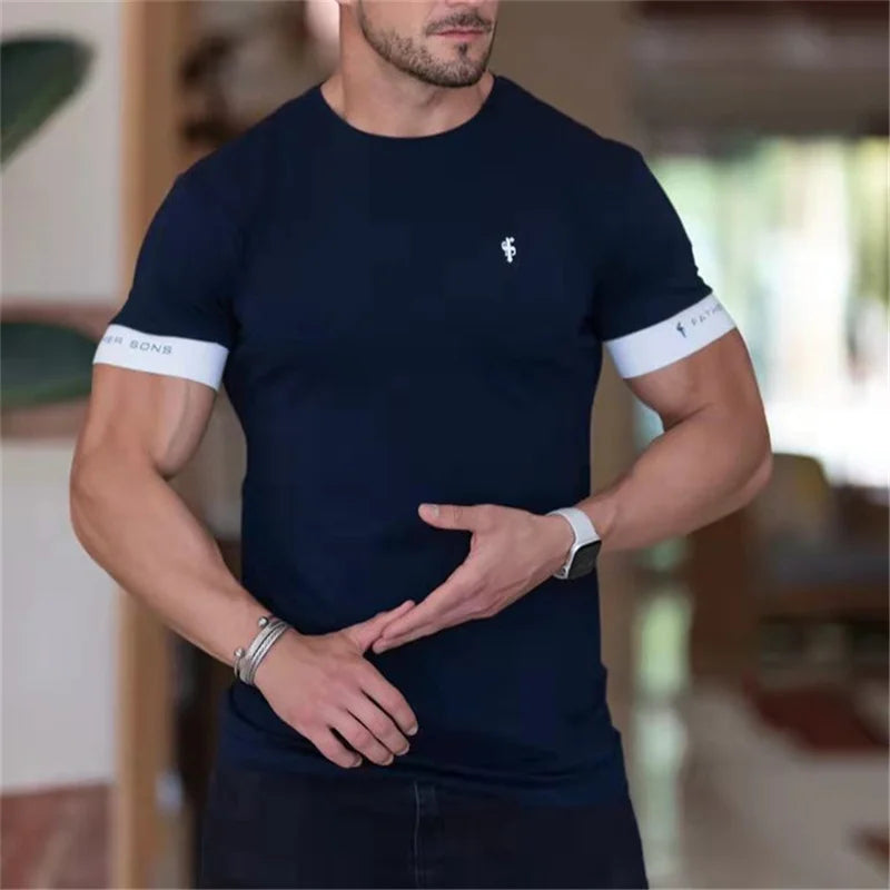 Herren Kurzarm Rundhalsausschnitt T-Shirt | Schlanke Passform