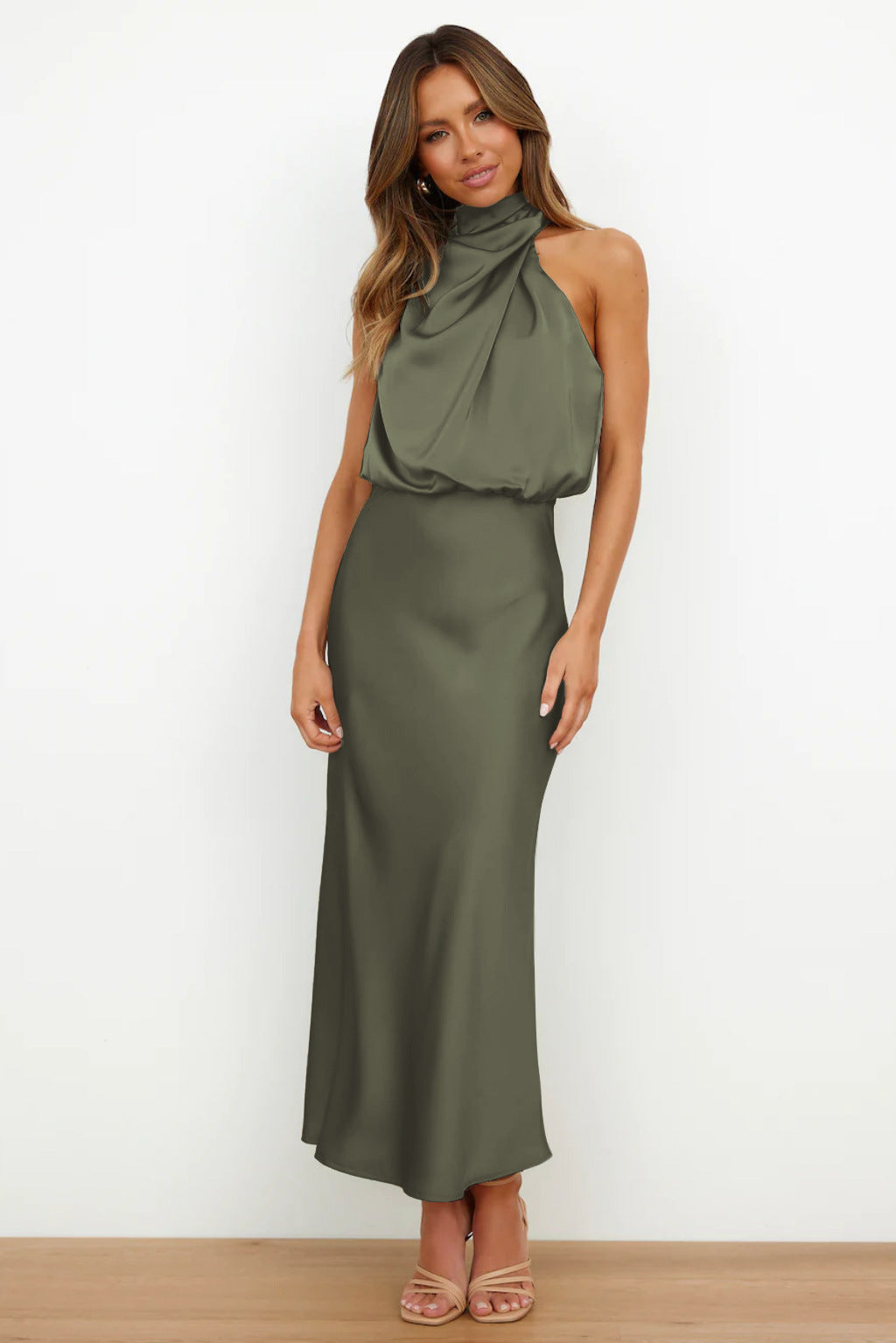 Damen Neckholder Ärmellos Abendkleid | Maxi