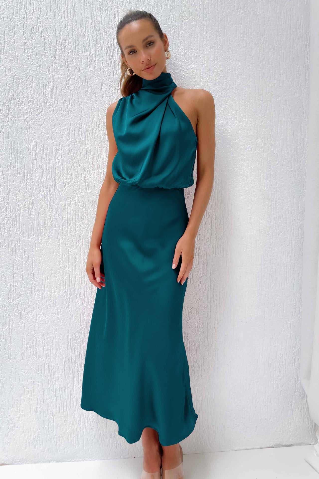 Damen Neckholder Ärmellos Abendkleid | Maxi