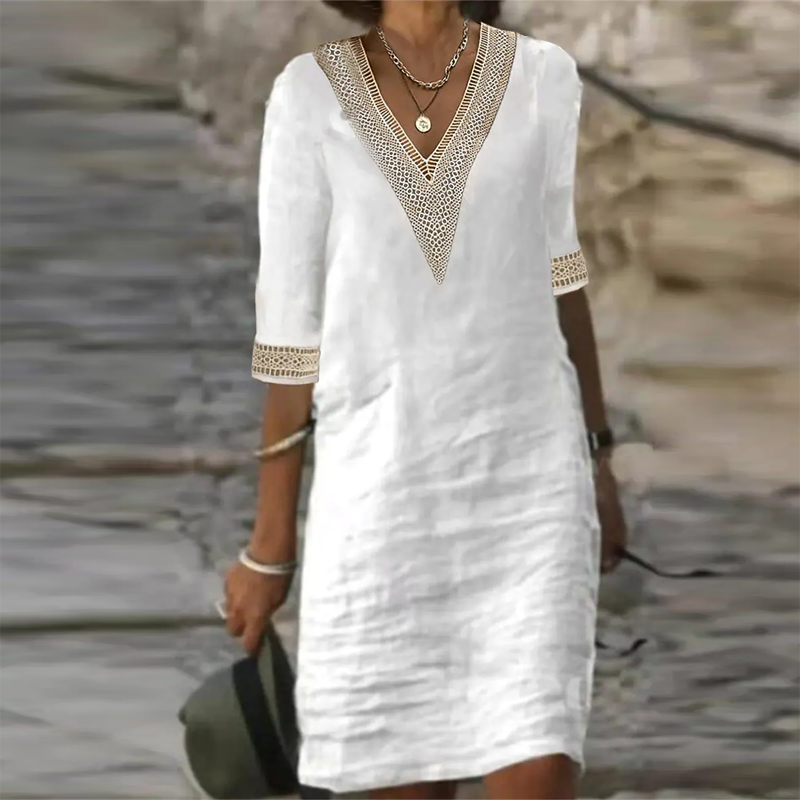 Damen Boho-Stil V-Ausschnitt Sommerkleid | Mini