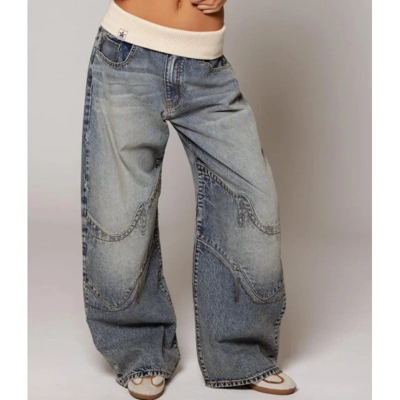 Damen Niedrigem Bund Baggy Jeans | Weitem Bein