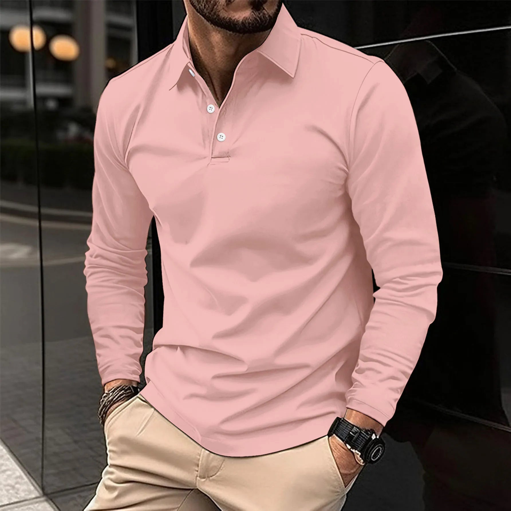Herren Lässig Polo-Shirt | Langarm