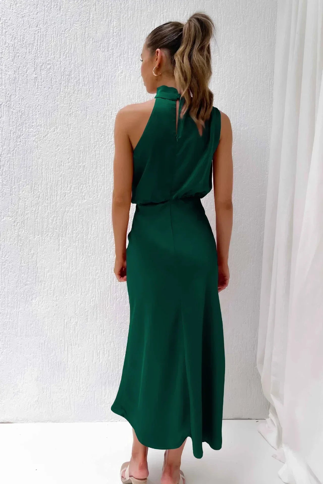 Damen Neckholder Ärmellos Abendkleid | Maxi