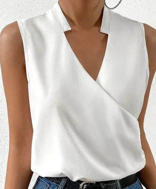 Damen Wickel V-Ausschnitt Top | Ärmellos