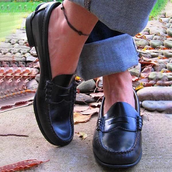 Damen Arbeits Flache Loafers | Reinschlüpfen
