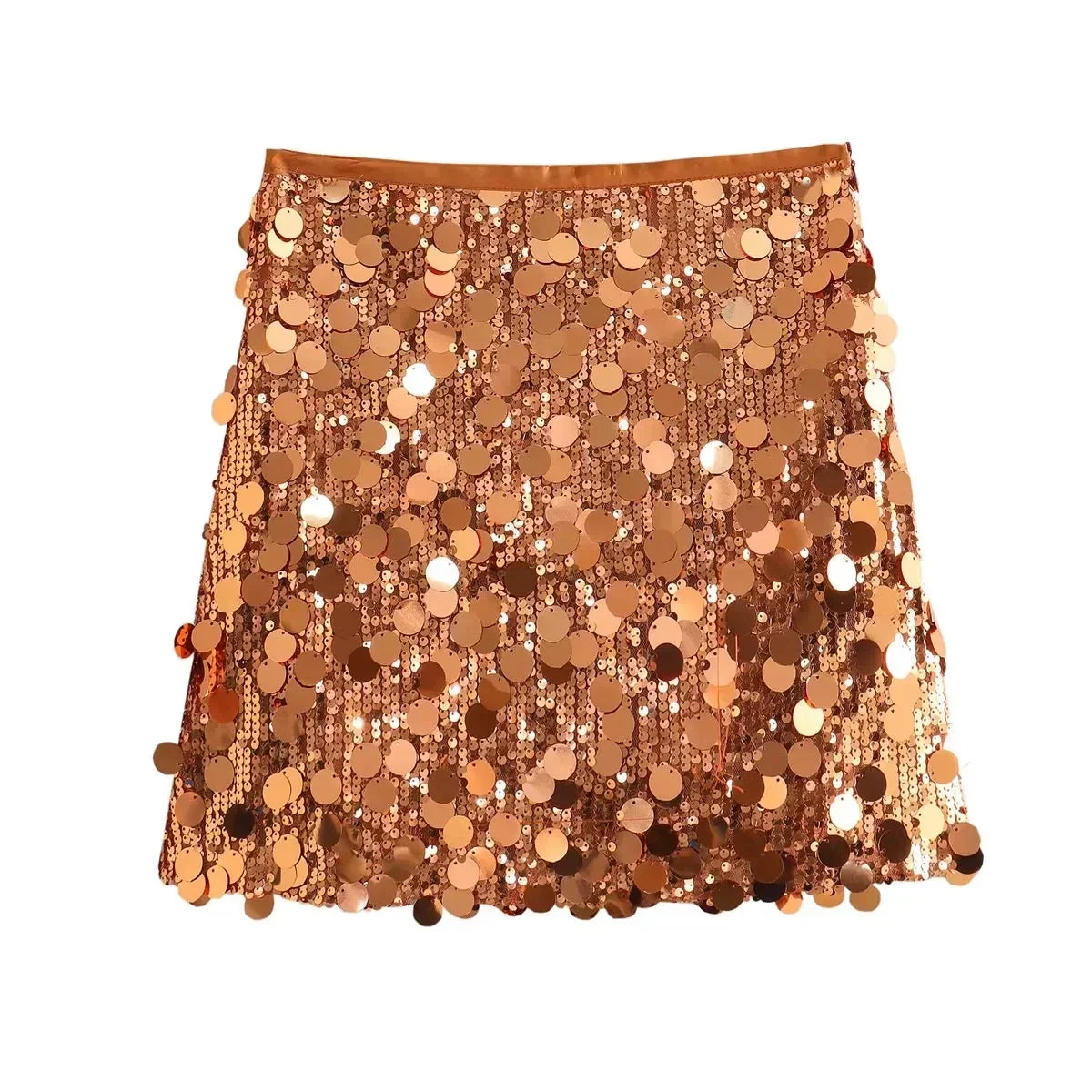 Damen Glitzernder Hochtaillierter Rock | Mini
