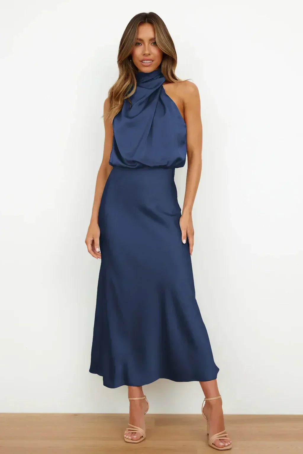 Damen Neckholder Ärmellos Abendkleid | Maxi