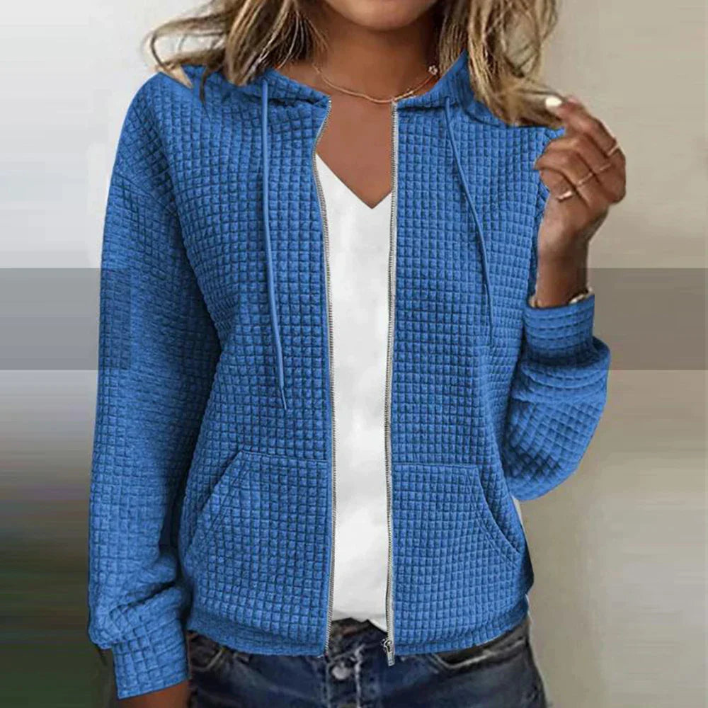 Damen Lässige Durchgehender Reißverschluss Übergangsjacke | mit Kapuze