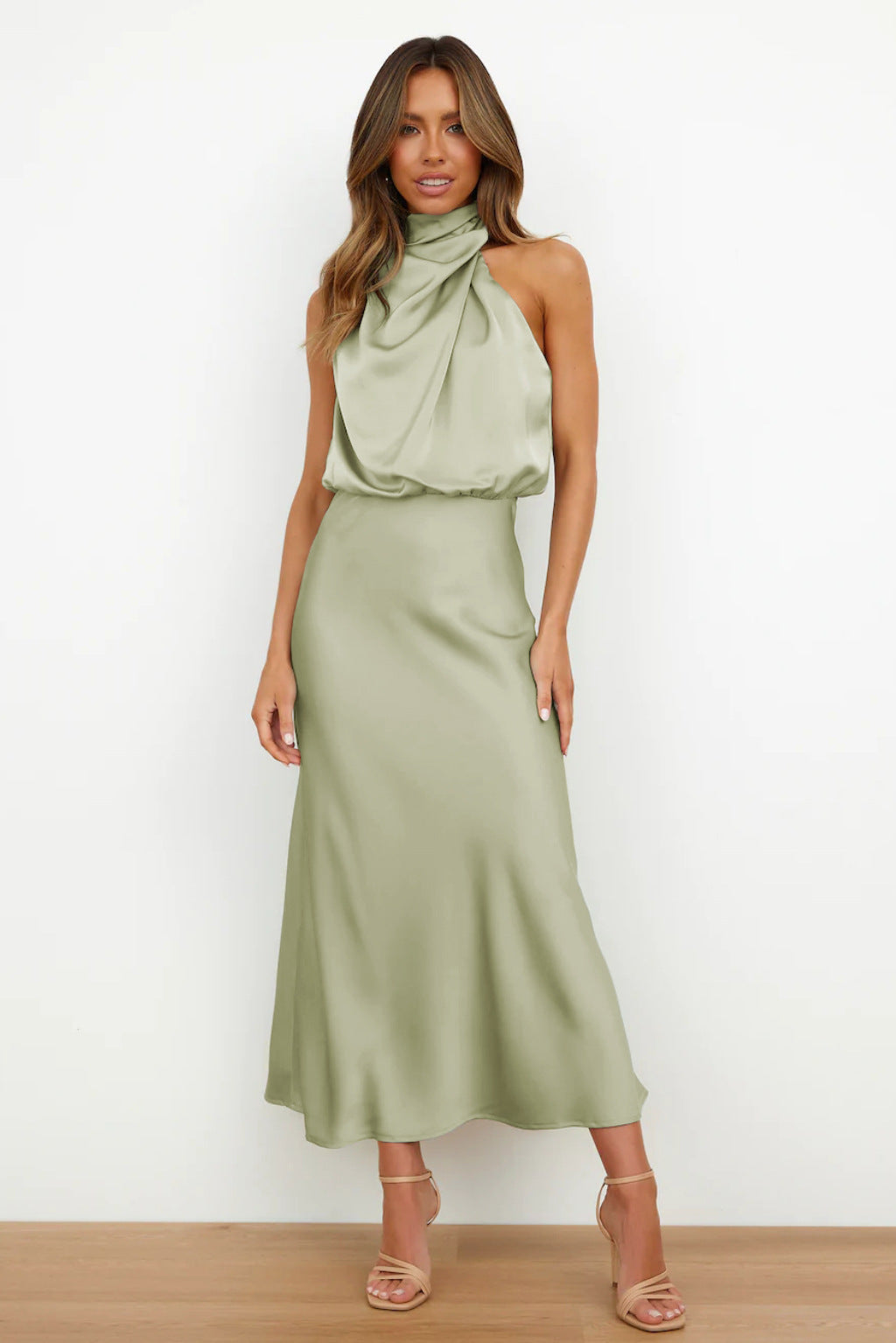 Damen Neckholder Ärmellos Abendkleid | Maxi