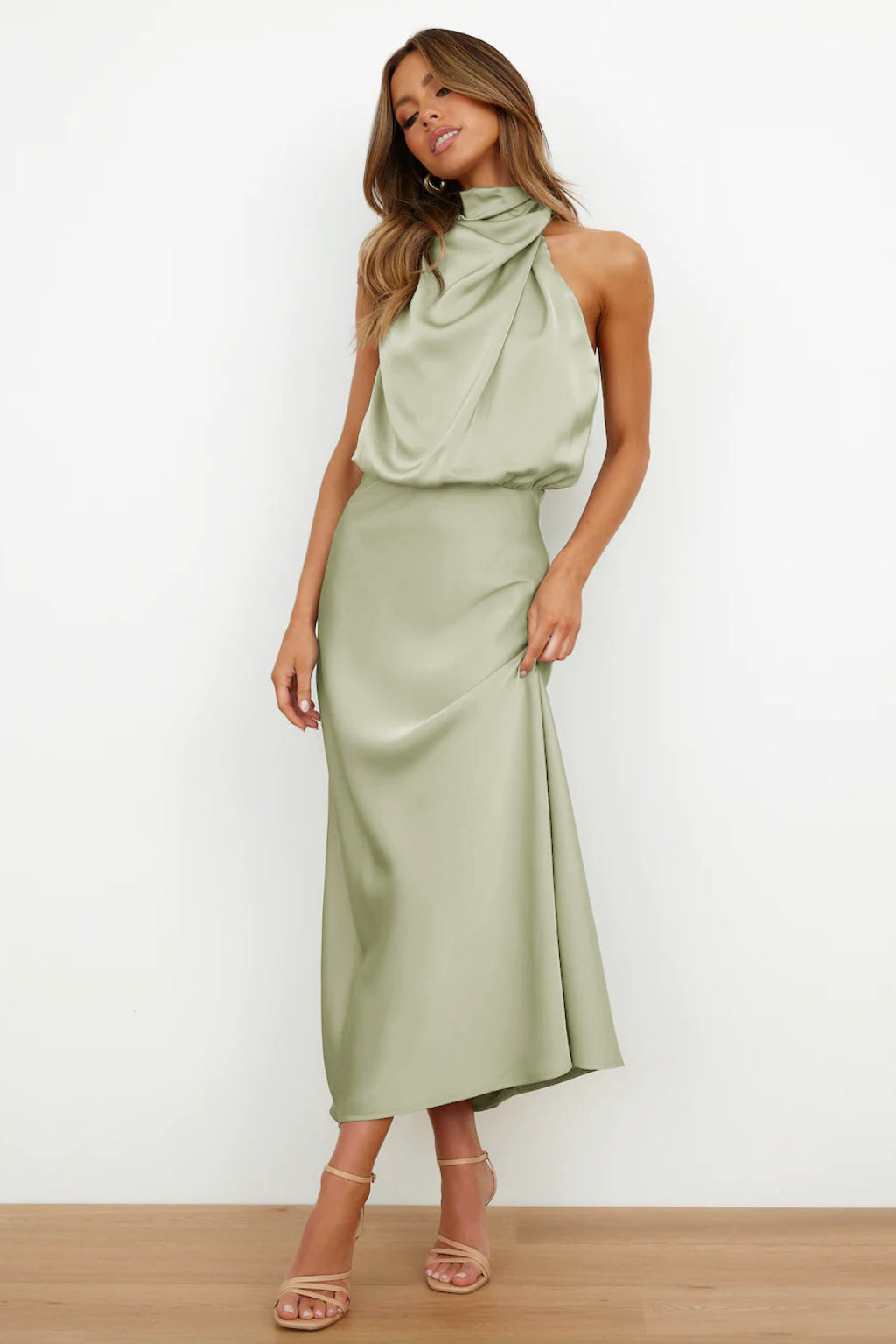 Damen Neckholder Ärmellos Abendkleid | Maxi