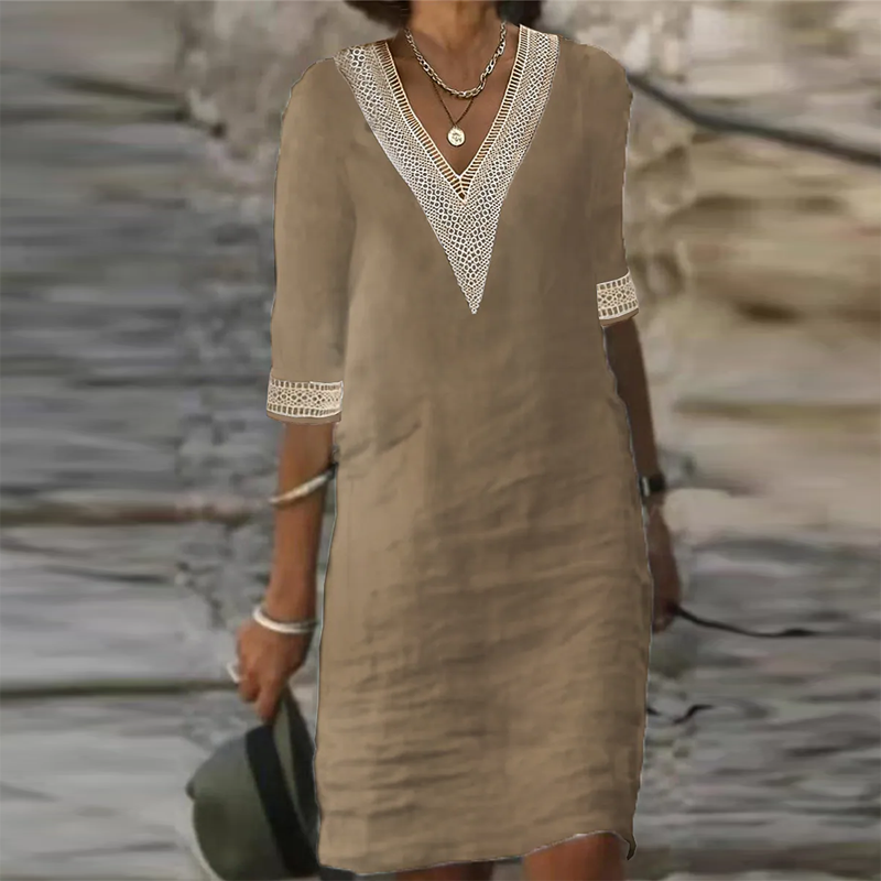 Damen Boho-Stil V-Ausschnitt Sommerkleid | Mini