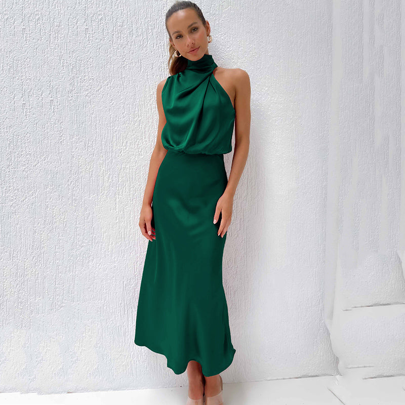Damen Neckholder Ärmellos Abendkleid | Maxi