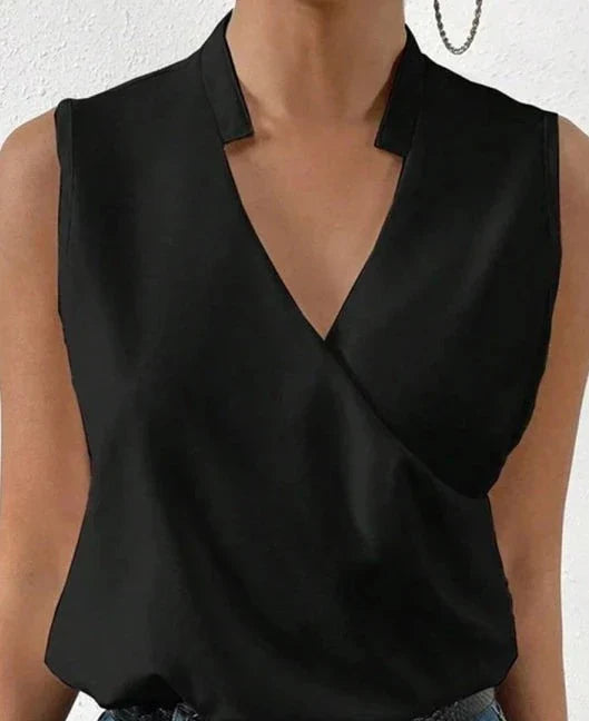 Damen Wickel V-Ausschnitt Top | Ärmellos