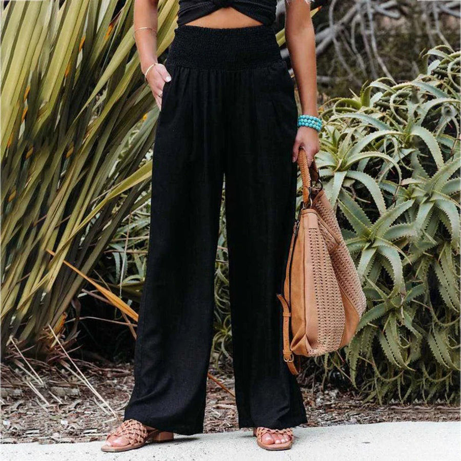 Damen Hoch Tailliert Sommerhose | Weites Bein
