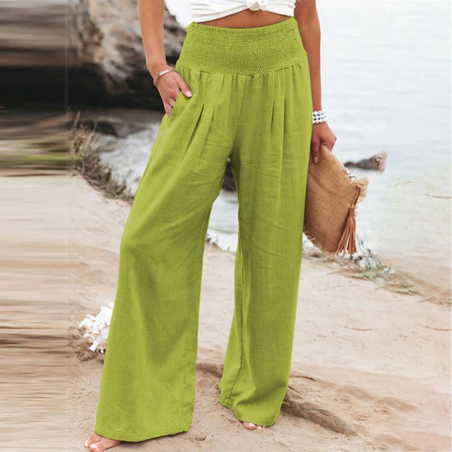 Damen Hoch Tailliert Sommerhose | Weites Bein