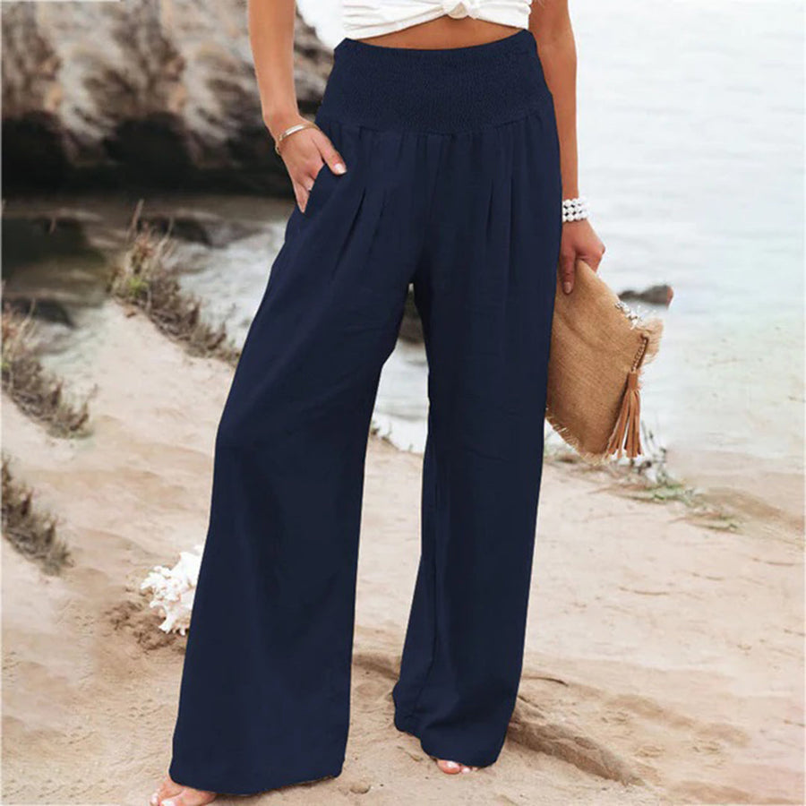 Damen Hoch Tailliert Sommerhose | Weites Bein