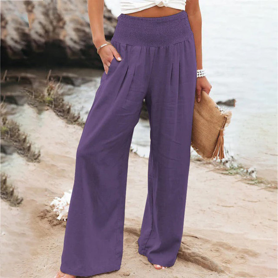 Damen Hoch Tailliert Sommerhose | Weites Bein
