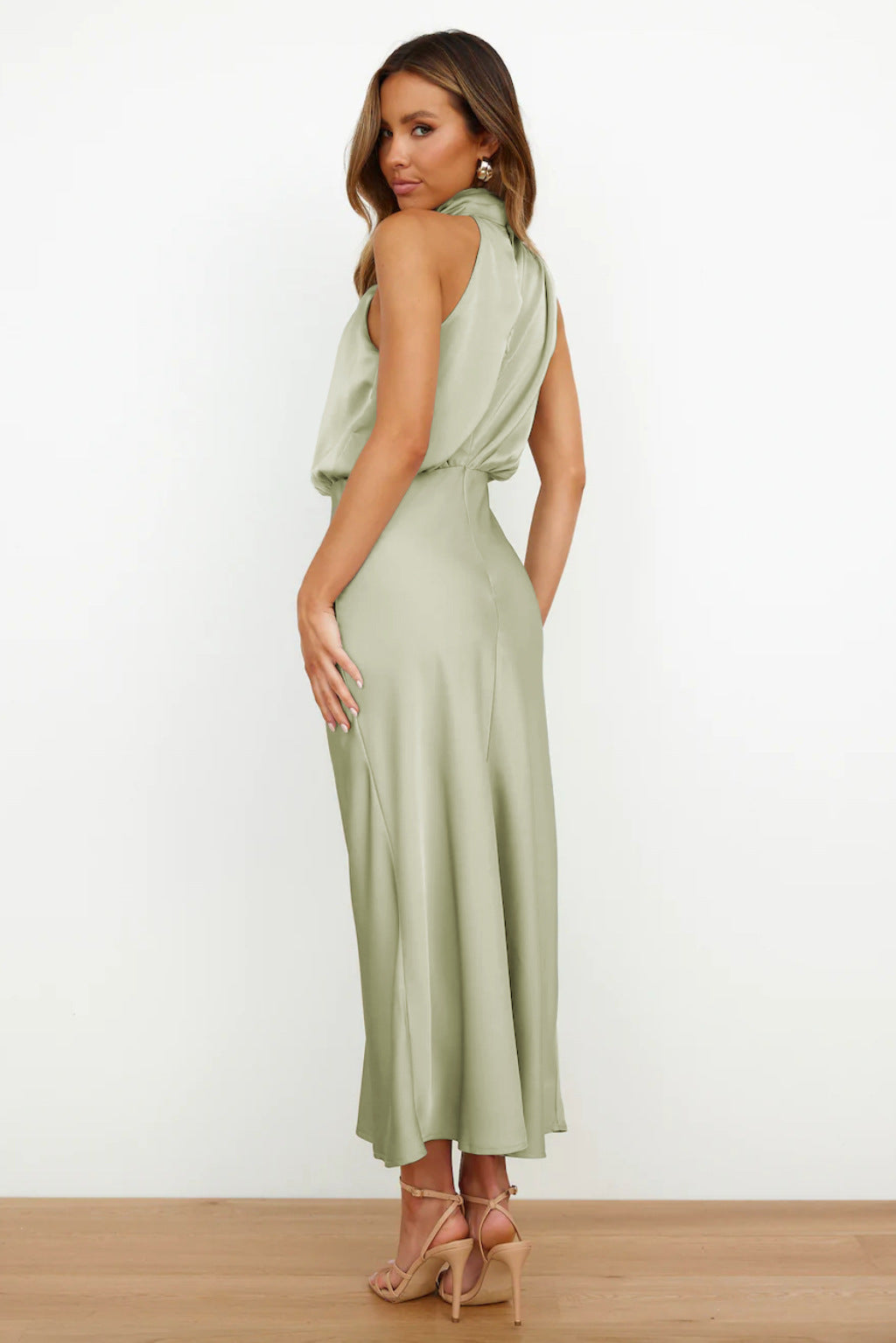 Damen Neckholder Ärmellos Abendkleid | Maxi
