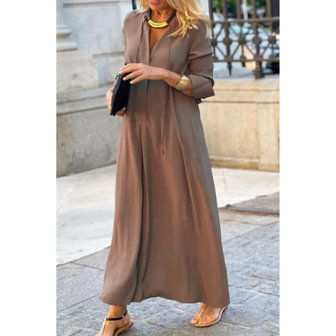 Damen V-Ausschnitt Langen Ärmeln Abendkleid | Maxi