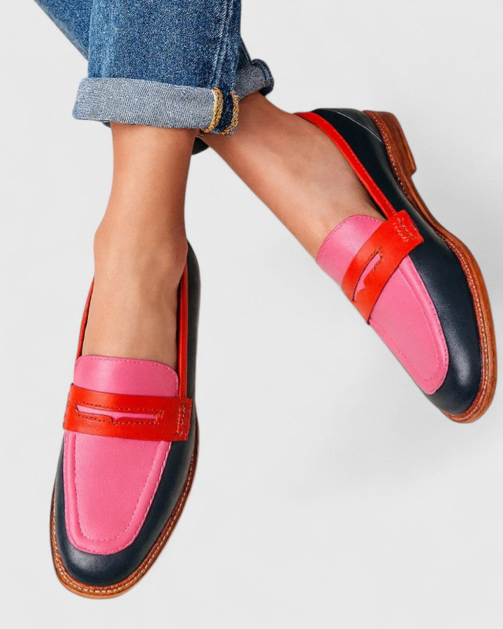 Damen Farbblock Flache Loafers | Zum Hineinschlüpfen
