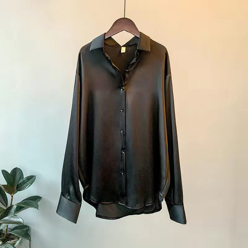 Damen Formelle Langarm Bluse mit Kragen | Lockere Passform