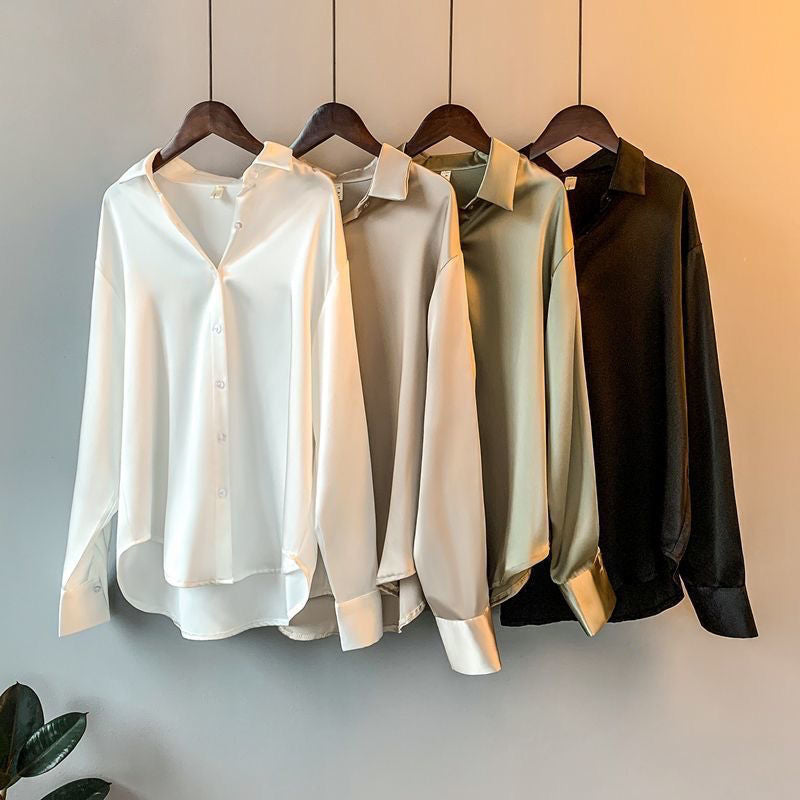 Damen Formelle Langarm Bluse mit Kragen | Lockere Passform
