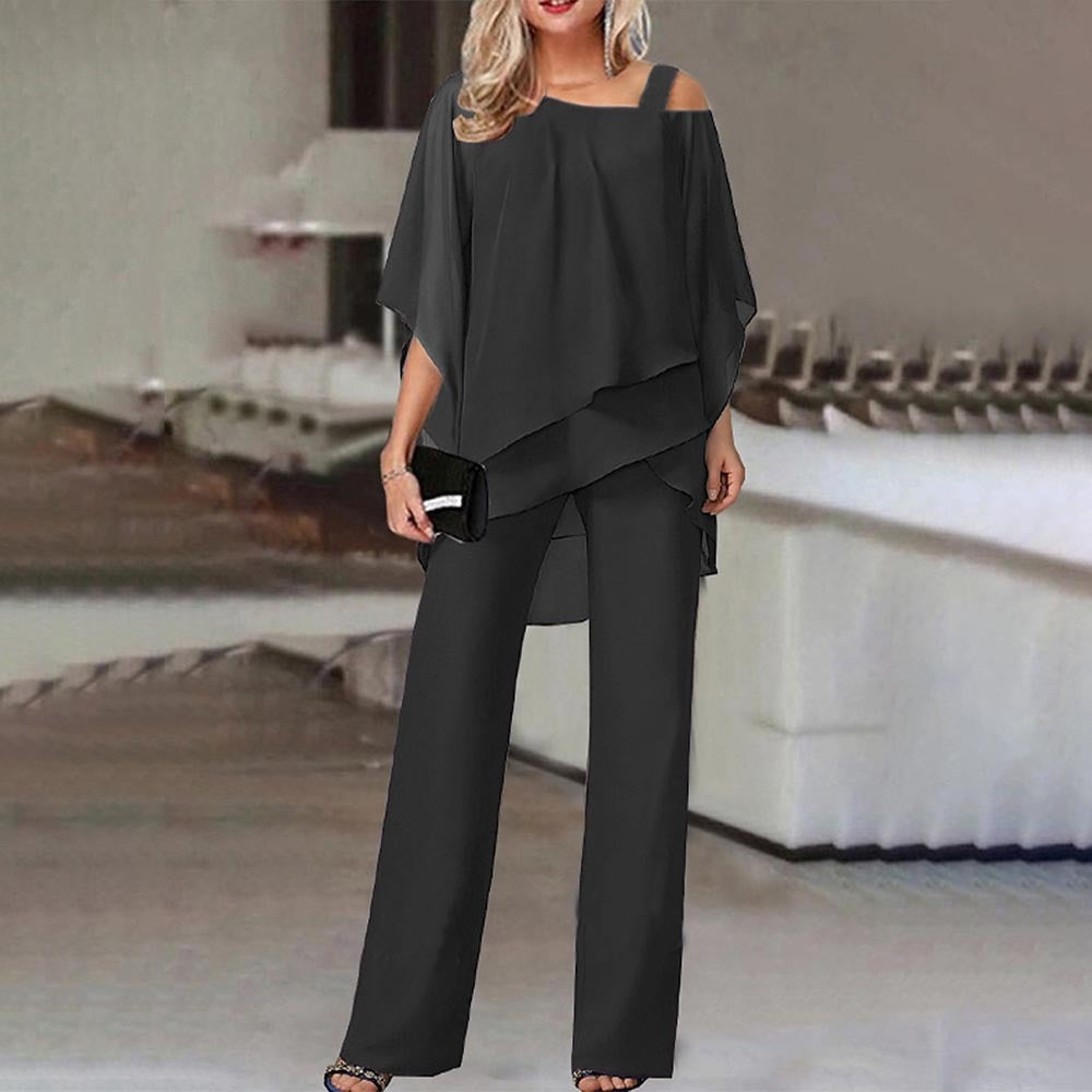 Damen Asymmetrisches Oberteil Und Jumpsuit | Zweiteiler Set