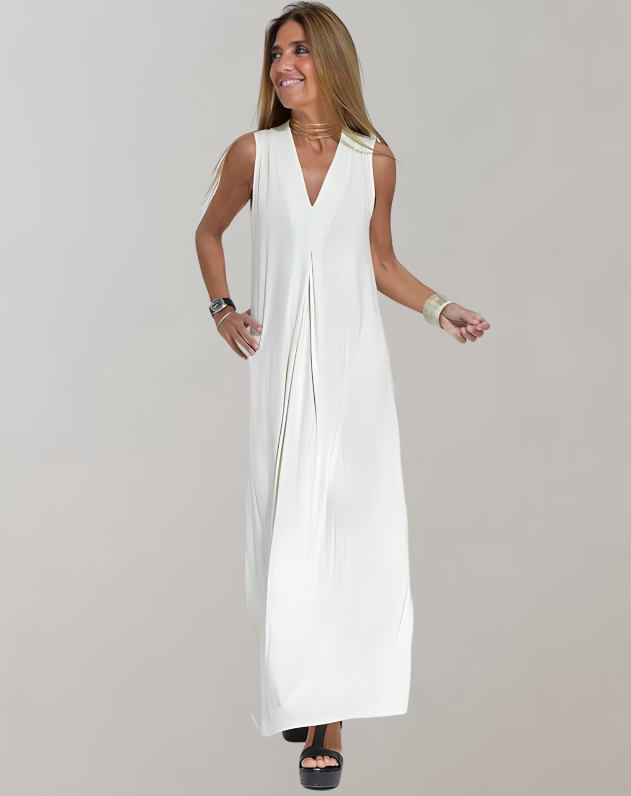 Damen Ärmelloses V-Ausschnitt Maxikleid | Sommer