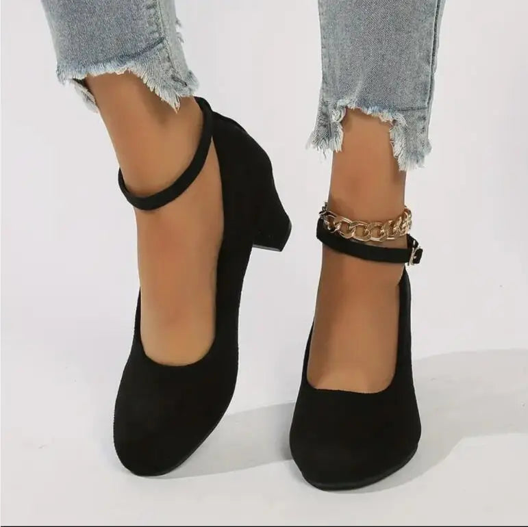 Damen Knöchelriemen Mary-Jane-Schuhe | mit Klobigen Absätzen