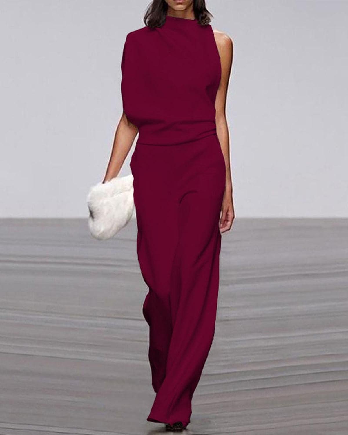 Damen Formell Ein Schulter Jumpsuit | Weitem Bein