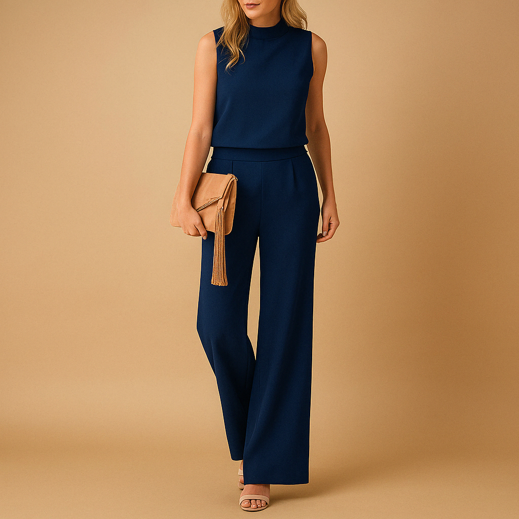 Damen Lässig Ärmelloser Jumpsuit | Rundhalsausschnitt
