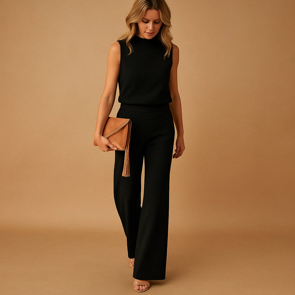 Damen Lässig Ärmelloser Jumpsuit | Rundhalsausschnitt