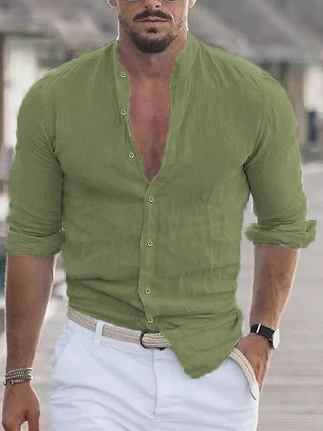 Herren Lässig Henley Hemd | Langarm