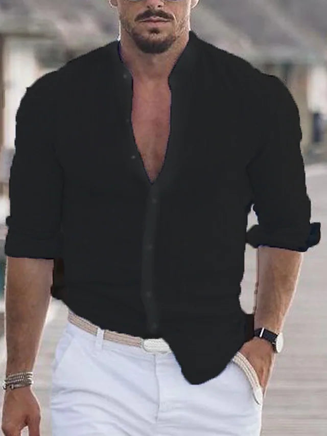 Herren Lässig Henley Hemd | Langarm