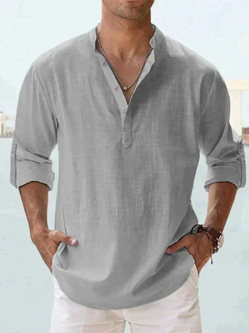 Herren Lässiges Henley Hemd | Langärmlig