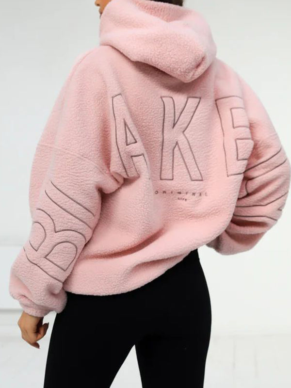 Einfarbiger 90s Buchstaben Print Oversized Hoodie