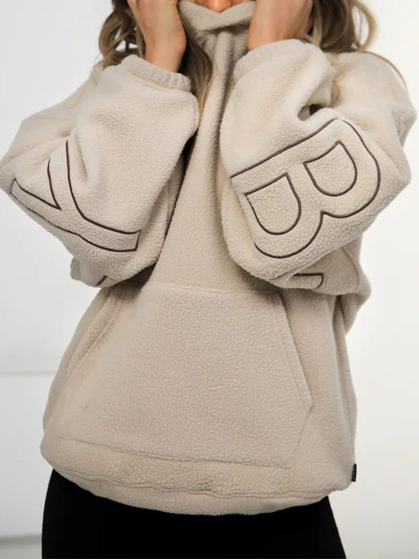 Einfarbiger 90s Buchstaben Print Oversized Hoodie