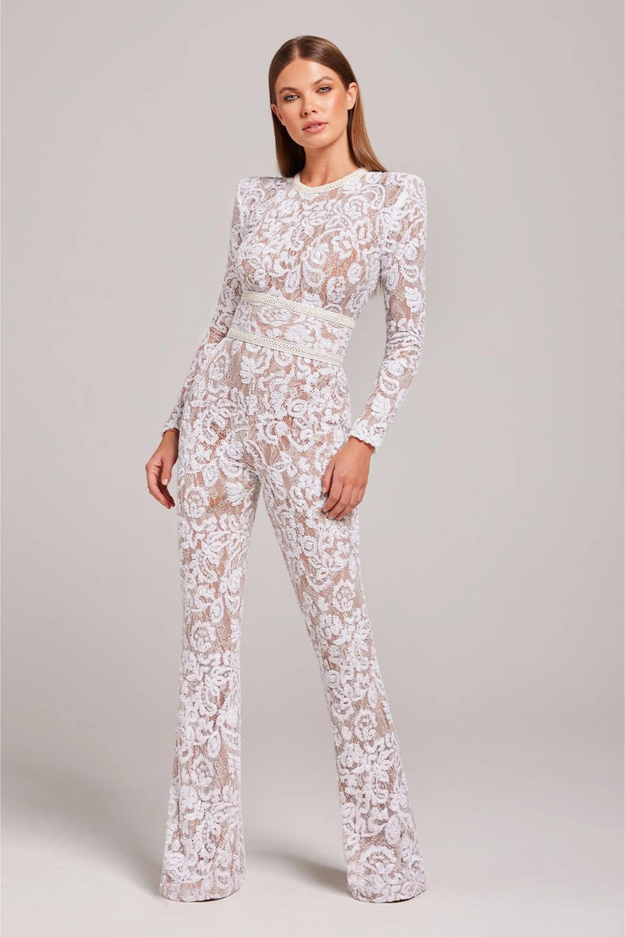 Damen Blumen Jumpsuit mit Ausgestelltem Bein | Langarm