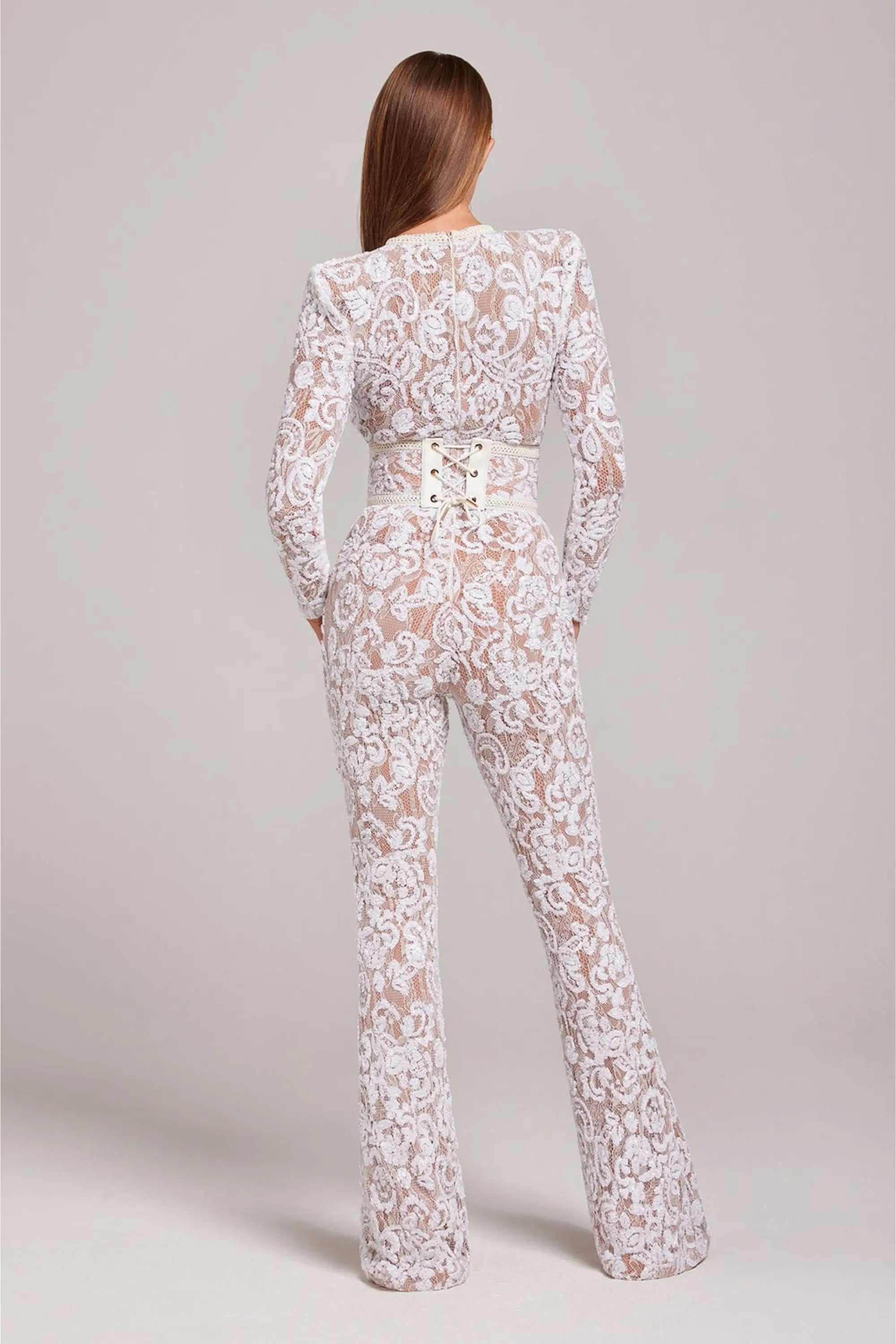 Damen Blumen Jumpsuit mit Ausgestelltem Bein | Langarm