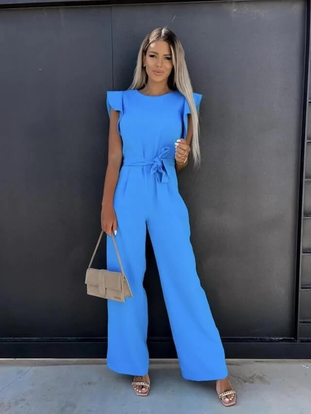 Damen Lässig Schmetterlingsärmeln Jumpsuit | mit Bindegürtel