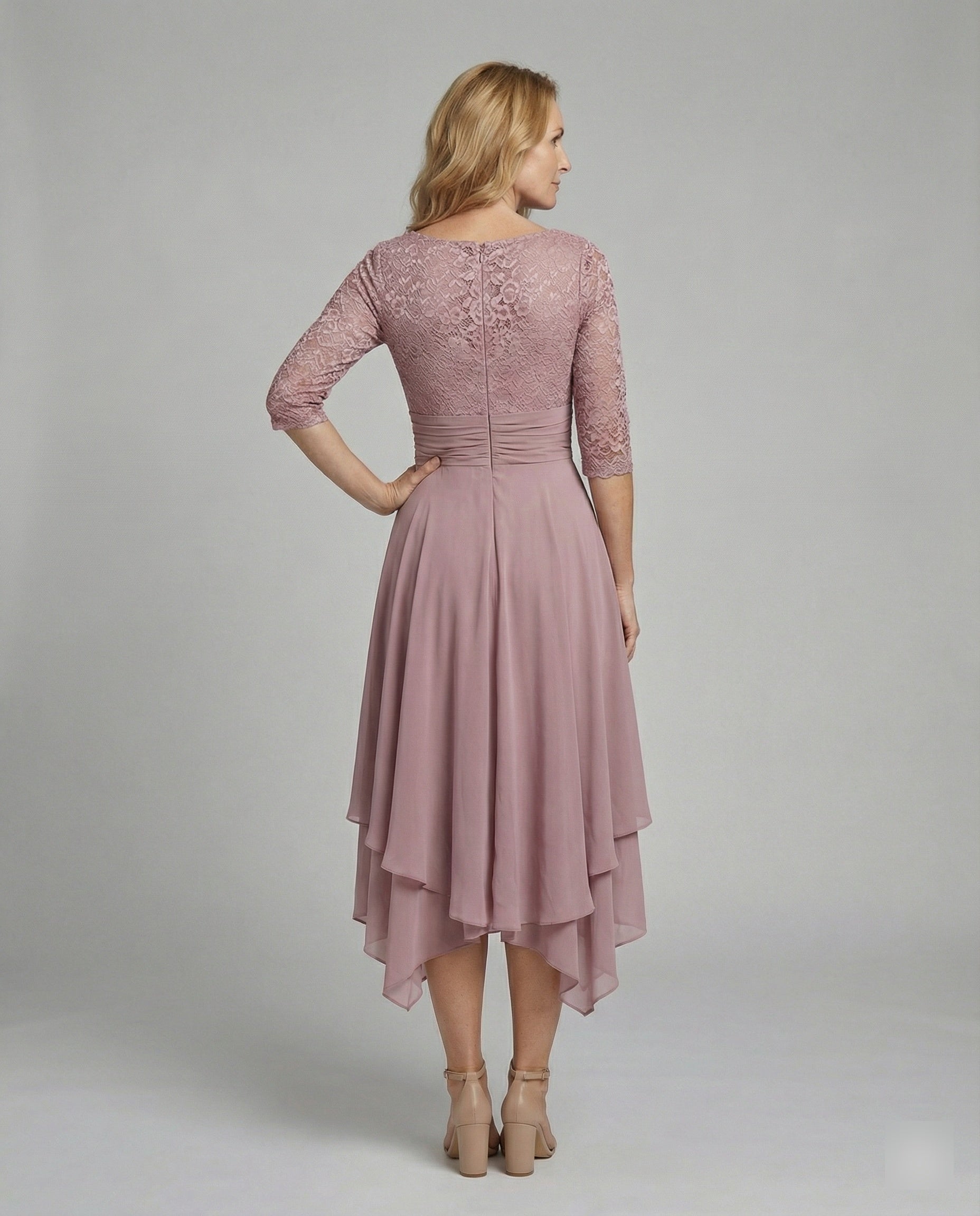 Damen Midi Abendkleid | 3/4-Ärmel
