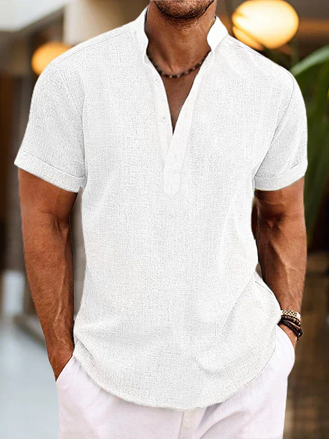 Herren Sommer Lässig Henley Hemd | Kurzarm