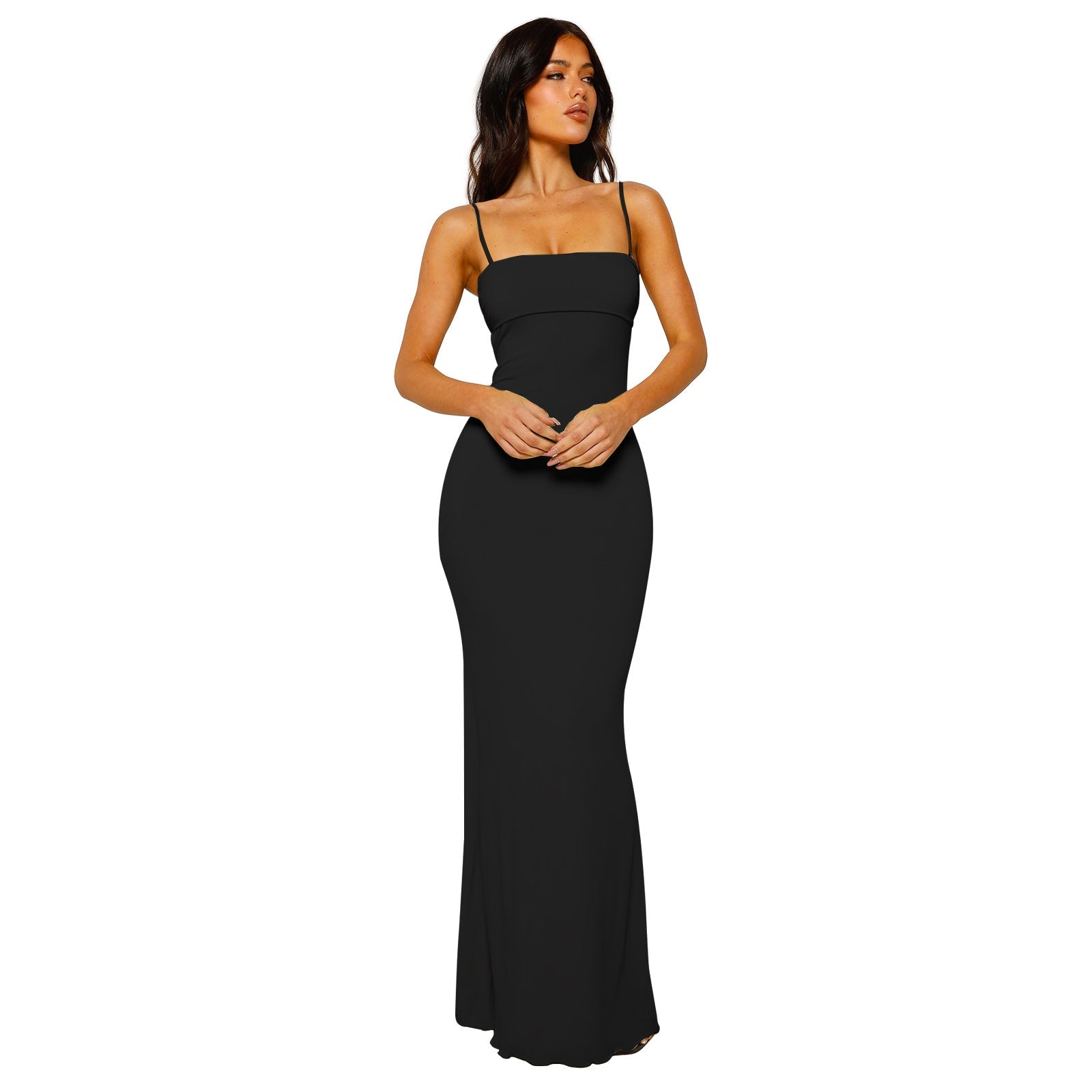 Damen Quadratischer Hals Abendkleid | Maxi