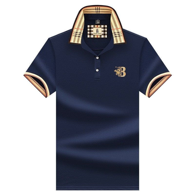 Herren Kurzärmelig Business Lässig Polo-Shirt | mit Karomuster