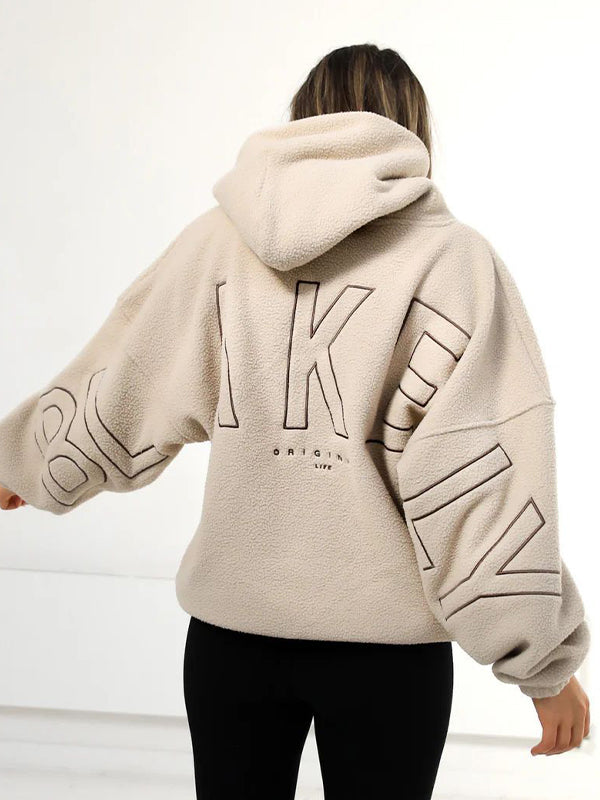 Einfarbiger 90s Buchstaben Print Oversized Hoodie