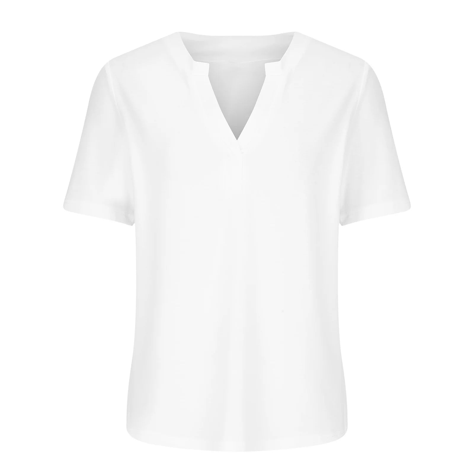 Damen Weiß V-Ausschnitt T-shirt | Kurzarm