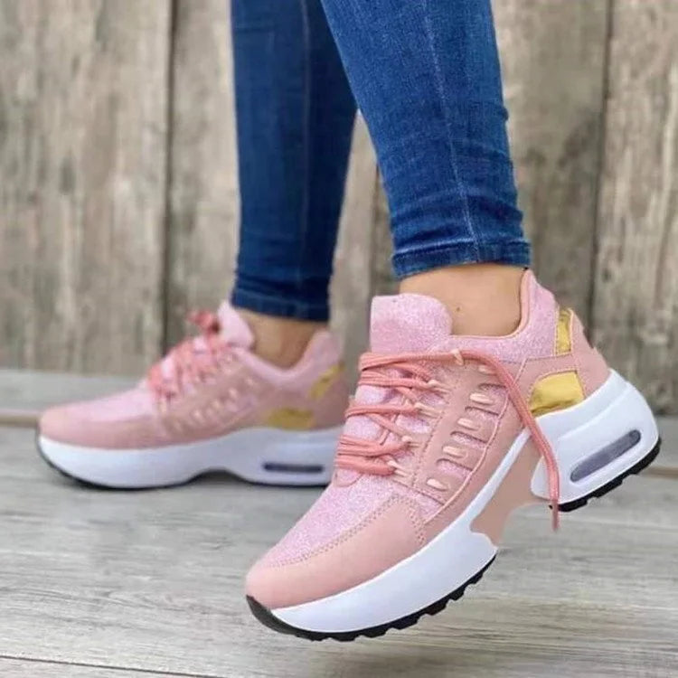 Damen Plateau Lauf Sneaker | Schnürverschluss