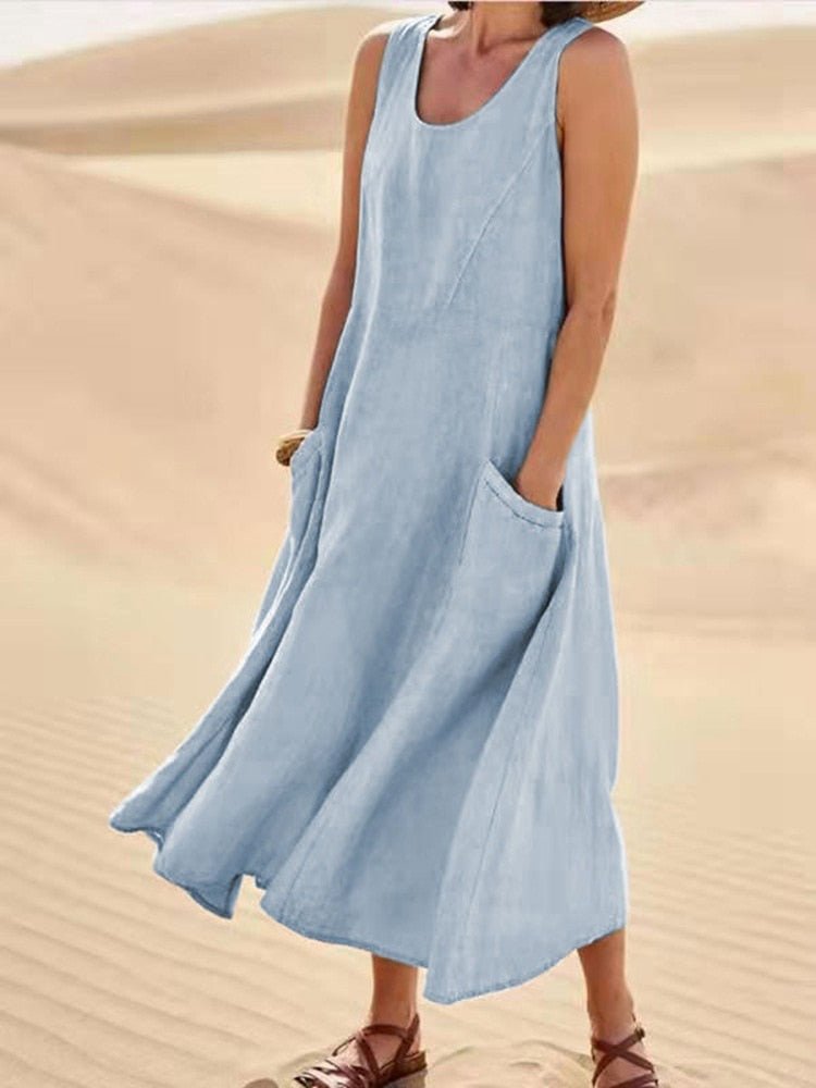 Damen Ärmellos Sommerkleid | Maxi